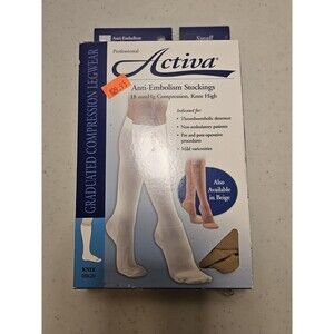 Activa Thigh High Anti-Embolism Beige Stockings Size Small Beige
